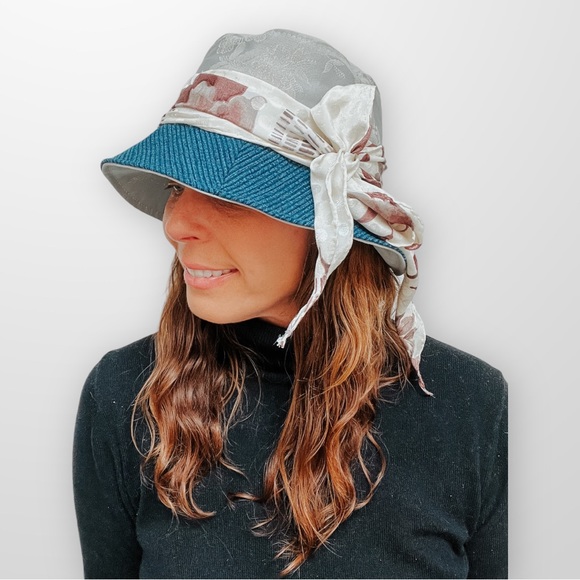 ♻️ Upcycle Hat Women’s Spring Hats with Hair Scarf Eco Friendly Sustaina… - Picture 2 of 9